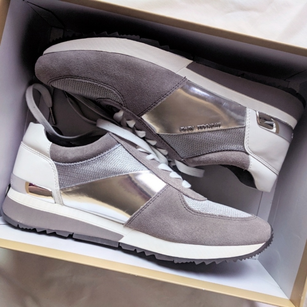 Michael Kors Allie Trainers Silver/Pearl Grey 10M - Picture 3 of 6